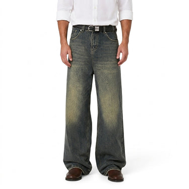Calça Jeans Masculina Wide-Leg com Efeito Destruído 1