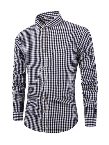 Camisa Masculina de Manga Comprida com Botões e Estampa Xadrez 1