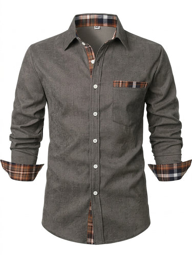 Camisa Masculina de Manga Comprida com Detalhes em Xadrez 1