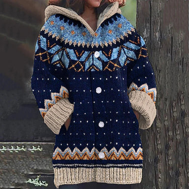 Cardigan com capuz para mulher com padrão Fair Isle 1