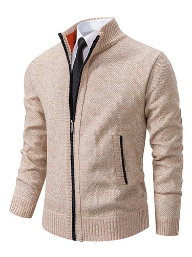 Cardigan de Tricô Masculino com Zíper e Gola Alta 1