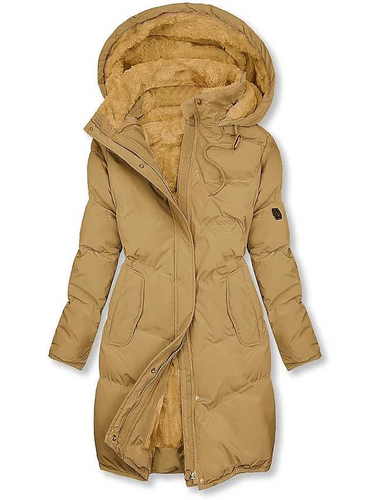 Casaco Puffer Longo Feminino com Forro de Pele Sintética 1