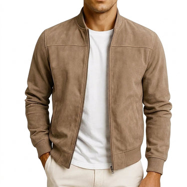 Jaqueta Bomber de Camurça Masculina com Punhos Canelados 1
