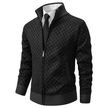 Jaqueta Masculina de Tricô com Zíper e Gola Alta 1