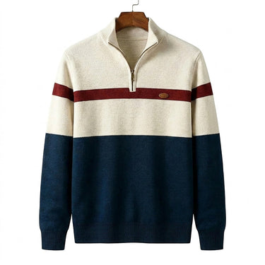 Pulôver de Tricô Masculino com Zíper e Estampa Colorblock 1