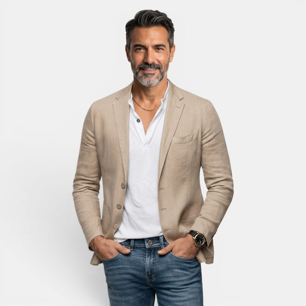 Blazer Masculino com Três Botões e Lapela Notch 2