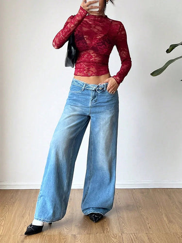 Blusa Feminina de Manga Longa em Renda com Gola Alta 3
