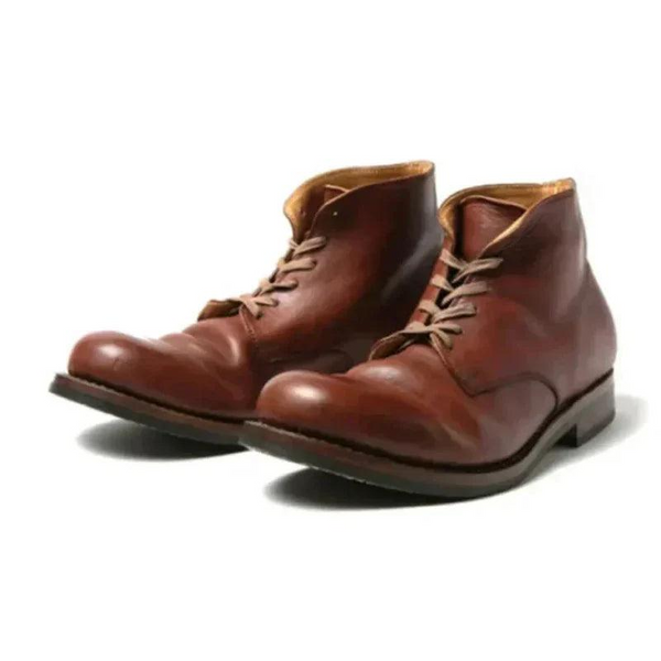 Botas Masculinas de Cano Curto com Bico Redondo e Cadarço 2