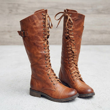 Botas de Montaria Femininas de Cano Alto com Cadarço e Fivela 3