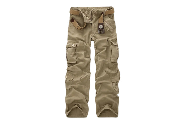 Calça Cargo Masculina com Vários Bolsos com Aba e Cinto 1