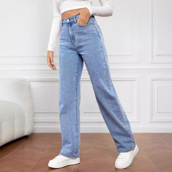 Calça Jeans Feminina de Cintura Alta e Perna Reta 2