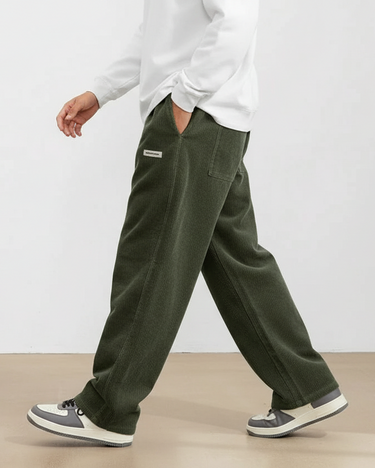 Calça Masculina de Veludo Cotelê com Perna Larga e Cintura Elástica 3