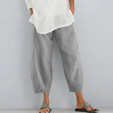 Calça Pantacourt Feminina de Perna Larga com Cintura Elástica 4