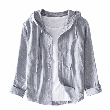 Camisa Feminina Listrada com Capuz e Botões 3