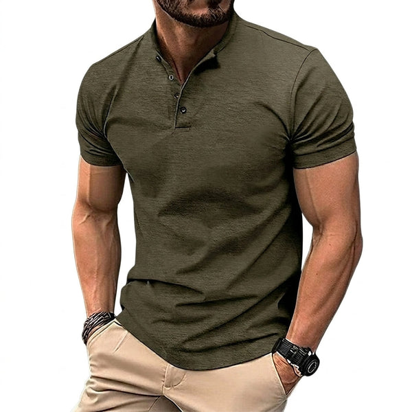 Camisa Henley Masculina de Manga Curta com Carcela de Botões 1