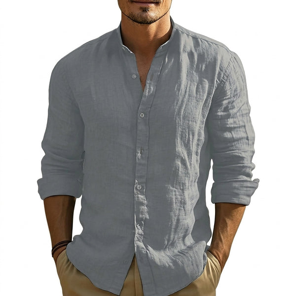 Camisa Masculina de Linho com Gola Padre 2