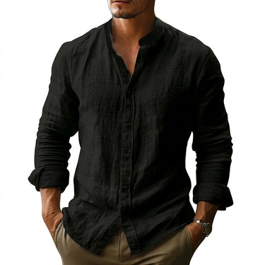 Camisa Masculina de Linho com Gola Padre 3