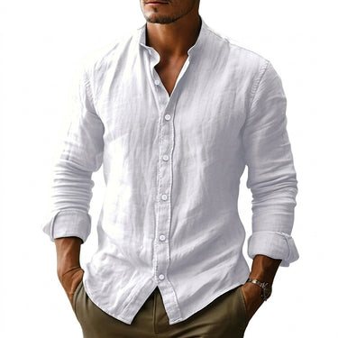 Camisa Masculina de Linho com Gola Padre 4