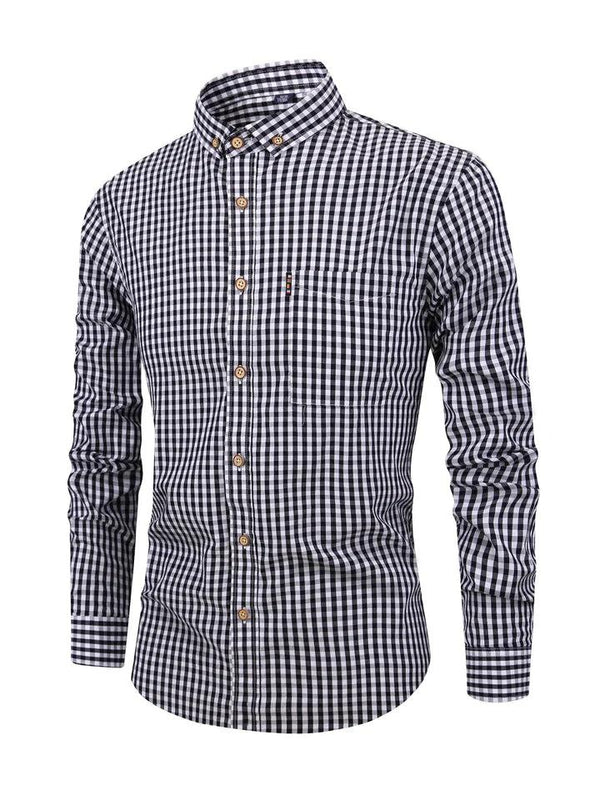 Camisa Masculina de Manga Comprida com Botões e Estampa Xadrez 1