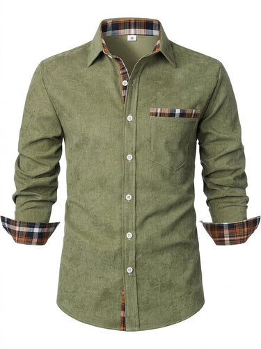 Camisa Masculina de Manga Comprida com Detalhes em Xadrez 2
