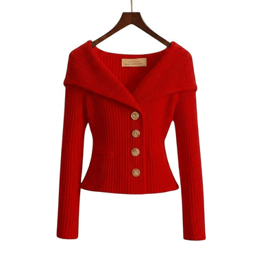 Cardigã de Tricô Canelado Feminino com Gola Dobrável 3