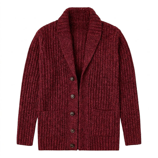 Cardigan Masculino de Tricô Canelado com Gola Xale 1
