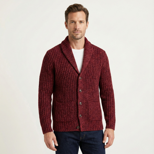 Cardigan Masculino de Tricô Canelado com Gola Xale 2
