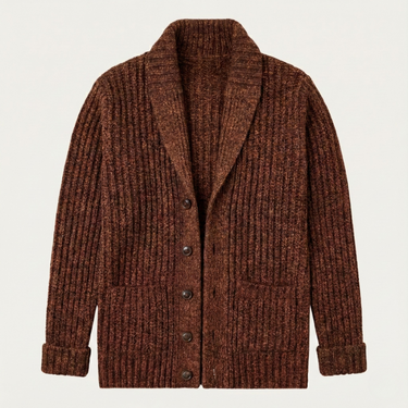 Cardigan Masculino de Tricô Canelado com Gola Xale 3
