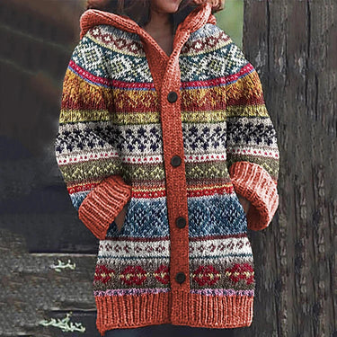 Cardigan com capuz para mulher com padrão Fair Isle 2