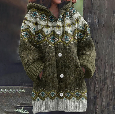 Cardigan com capuz para mulher com padrão Fair Isle 3