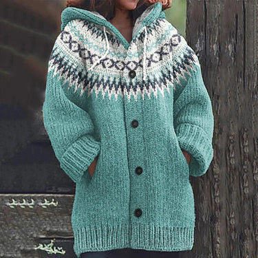 Cardigan com capuz para mulher com padrão Fair Isle 4
