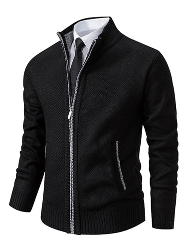 Cardigan de Tricô Masculino com Zíper e Gola Alta 2