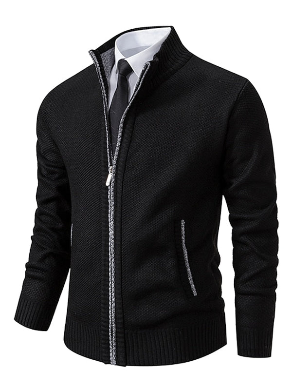 Cardigan de Tricô Masculino com Zíper e Gola Alta 2