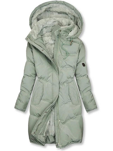 Casaco Puffer Longo Feminino com Forro de Pele Sintética 2