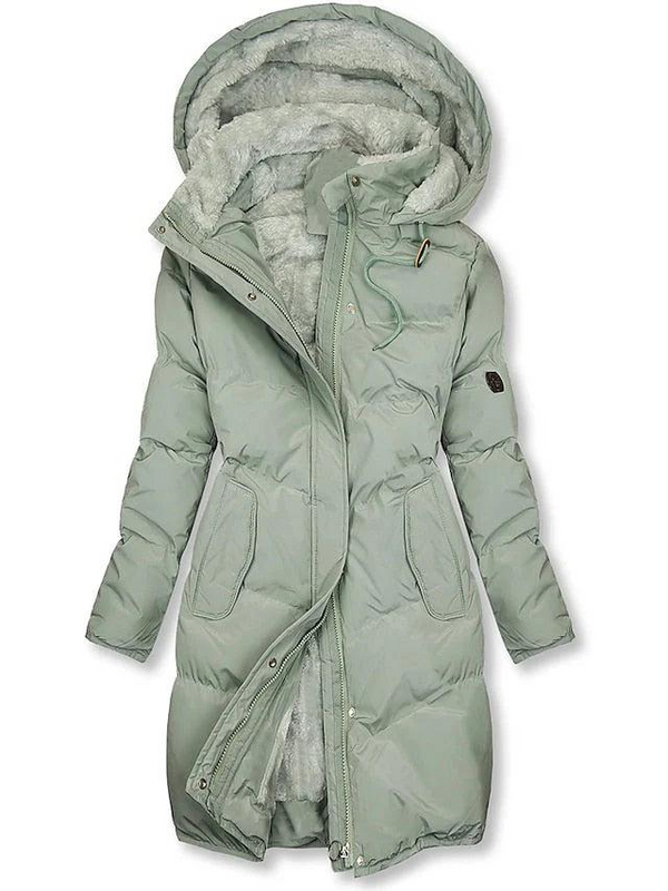 Casaco Puffer Longo Feminino com Forro de Pele Sintética 2