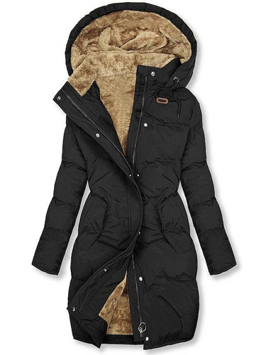 Casaco Puffer Longo Feminino com Forro de Pele Sintética 3