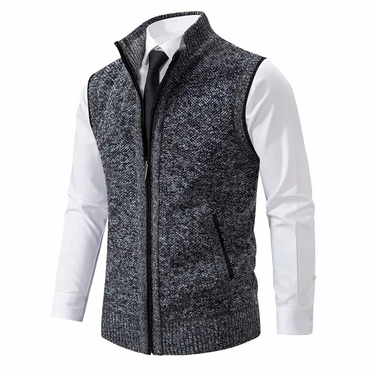 Colete Masculino de Tricô com Zíper e Gola Alta 3