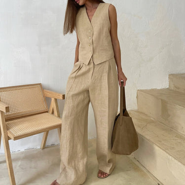 Conjunto Feminino de Colete com Botões Frontais e Calça Wide Leg 3