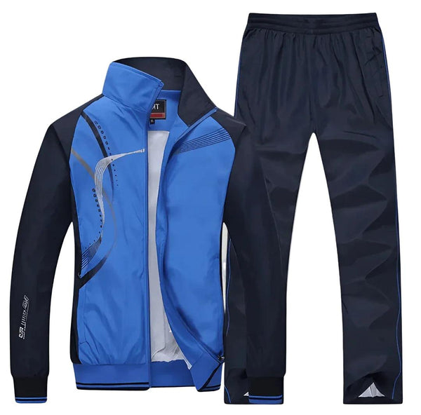 Conjunto de Agasalho Masculino de Duas Peças com Jaqueta com Zíper e Calça 1