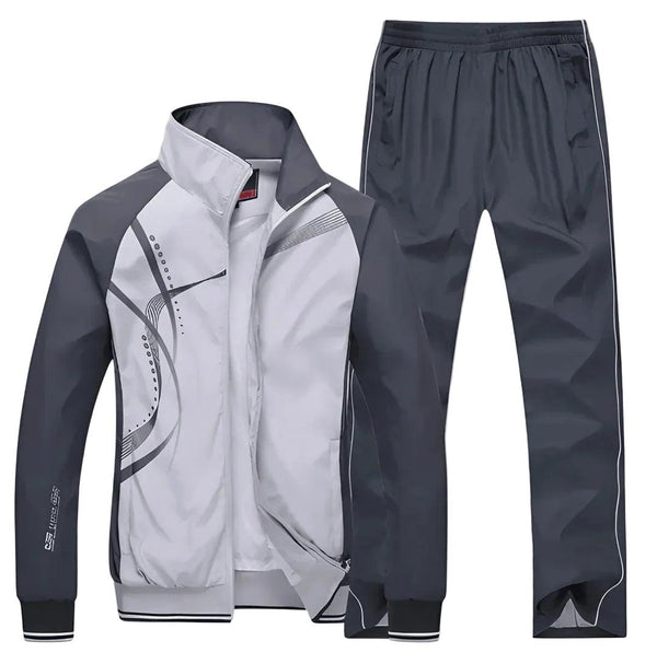 Conjunto de Agasalho Masculino de Duas Peças com Jaqueta com Zíper e Calça 2