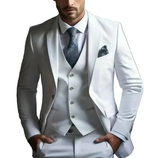 Conjunto de Terno Masculino de Três Peças com Blazer, Colete e Calça 1