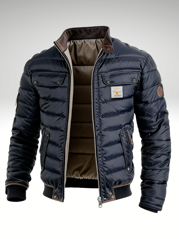 Jaqueta Bomber Masculina Acolchoada com Bolsos com Aba 2