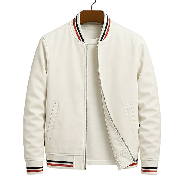 Jaqueta Bomber Masculina com Acabamento em Ribana Listrada 1