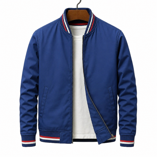 Jaqueta Bomber Masculina com Acabamento em Ribana Listrada 1