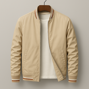 Jaqueta Bomber Masculina com Acabamento em Ribana Listrada 2