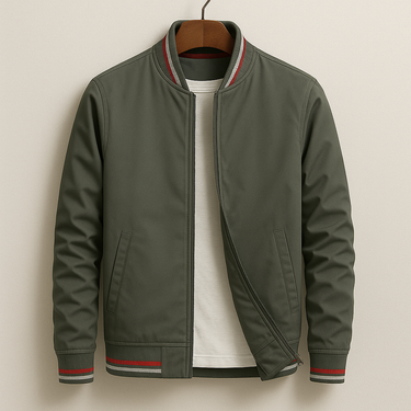 Jaqueta Bomber Masculina com Acabamento em Ribana Listrada 3