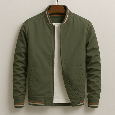 Jaqueta Bomber Masculina com Acabamento em Ribana Listrada 4