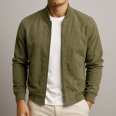 Jaqueta Bomber de Camurça Masculina com Punhos Canelados 4