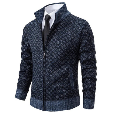 Jaqueta Masculina de Tricô com Zíper e Gola Alta 3