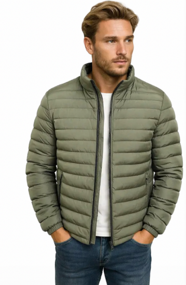 Jaqueta Puffer Masculina com Gola Alta e Fechamento em Zíper 4